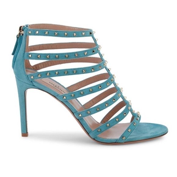 NEW - Valentino Blue Stud Heels - Picture 2 of 16
